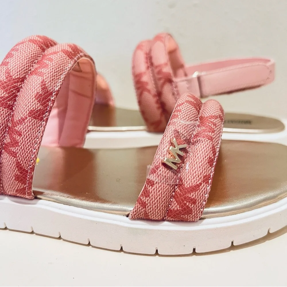Michael Kors Signature Strap Women/Junior Pink Sandals Size W 7 J 5 NEW